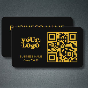 Gold QR Code Business-Logo   Schwarze Moderne Visitenkarte