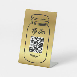 Gold QR Code Digital Tipp Jar Sockelschild