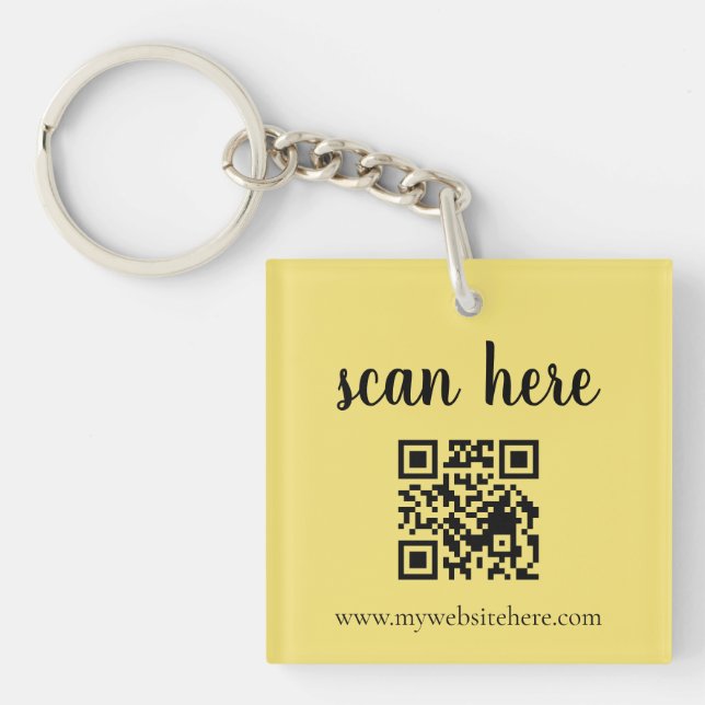 Gold QR-Code Geschäftslogo Promo Schlüsselanhänger (Vorderseite)