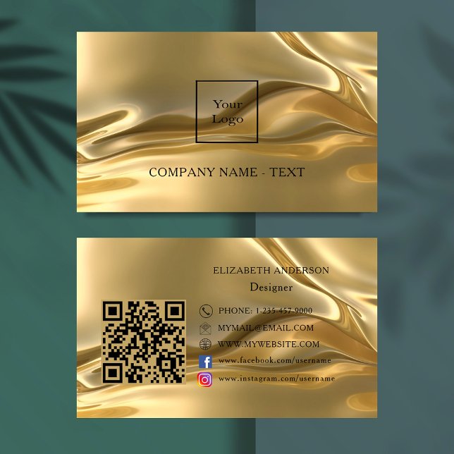 Gold qr Logo Social Media Premium Visitenkarte (Von Creator hochgeladen)