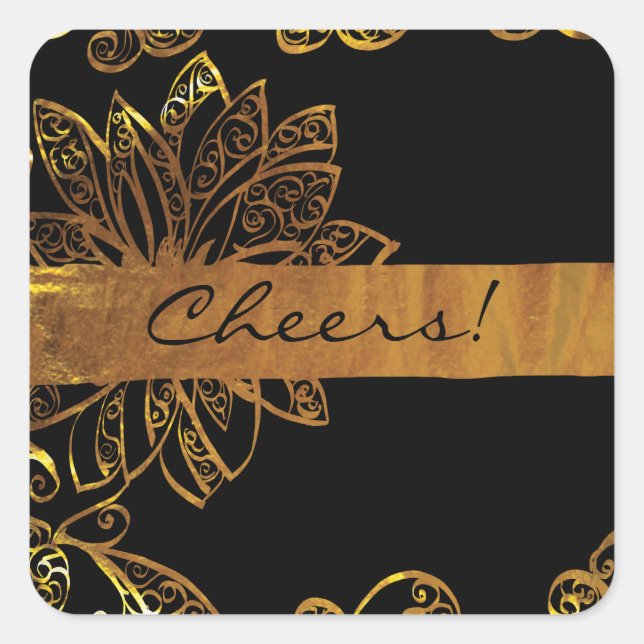 Gold Quadratischer Aufkleber (Vorderseite)