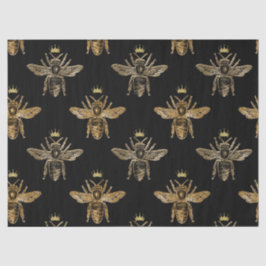 Gold Queen Bienen auf Black Decoupage Seidenpapier
