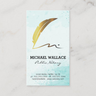 Gold Quill Feather Pen Scribble Logo   Aquarell Visitenkarte