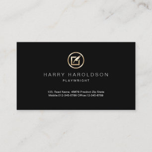Gold Quill Paper Icon Novelist Business Card Visitenkarte