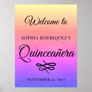 Gold Quinceañera 15. Geburtstag Begrüßungspaket Poster