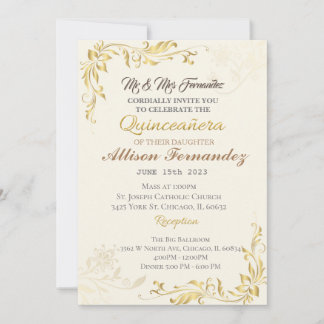 Gold Quinceañera Einladung