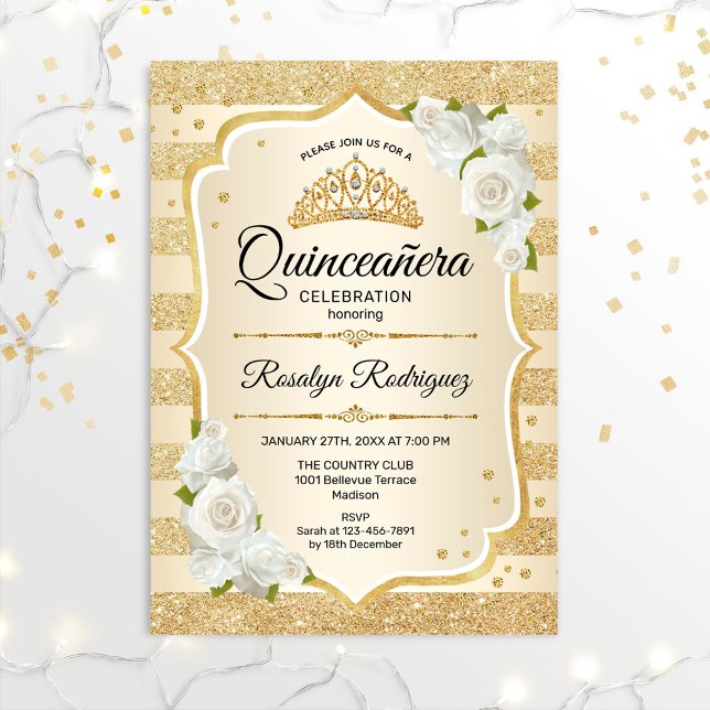 Gold Quinceanera Einladung (Von Creator hochgeladen)