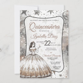 Gold Quinceañera Einladung