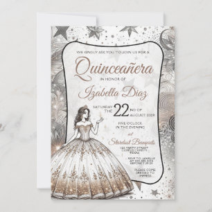 Gold Quinceañera Einladung