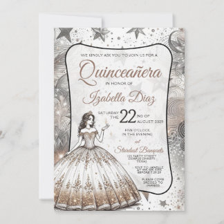 Gold Quinceañera Einladung