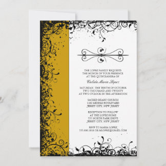 Gold Quinceanera Einladungen