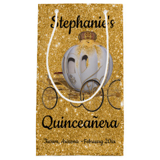 Gold Quinceanera Geschenktasche Kleine Geschenktüte