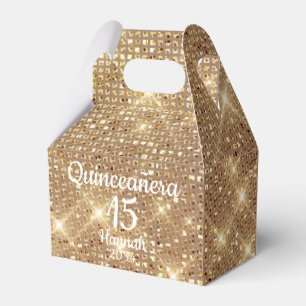 Gold Quinceañera Girl 15. Geburtstag Vielen Dank Geschenkschachtel