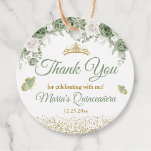 Gold Quinceañera Sage Green Crown Vielen Dank Geschenkanhänger