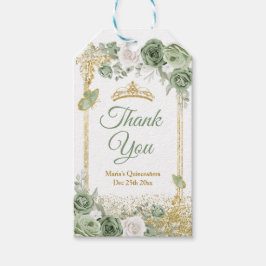Gold Quinceañera Sage Green Crown Vielen Dank Geschenkanhänger
