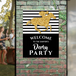 Gold Racehorse Derby Party Willkommen Poster