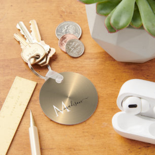 Gold Radial Metallic Script Name Schlüsselanhänger