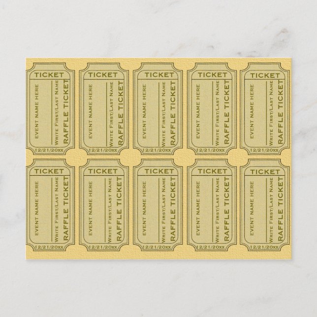 Gold Raffle Tickets Postkarte (Vorderseite)