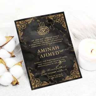 Gold Rahmen schwarzer Marmor slamic Aqiqa Aqeeqa B Einladung