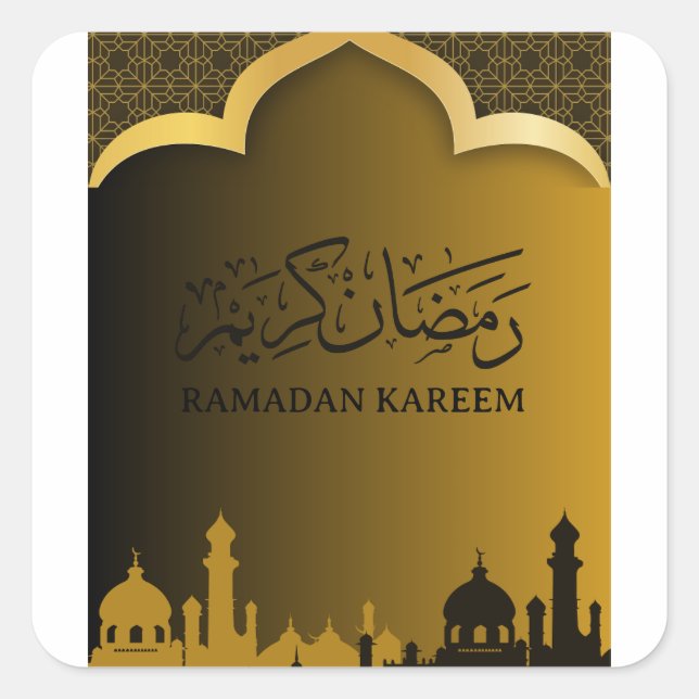 Gold Ramadan Kareem 2024 Quadratischer Aufkleber (Vorderseite)