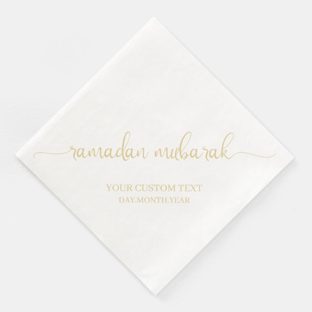 Gold Ramadan Mubarak Calligrafie Custom Serviette (Ecke)