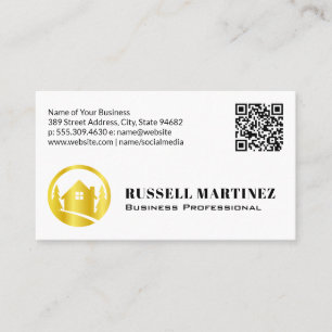 Gold Real Anwesen Trees Logo   QR-Code Visitenkarte