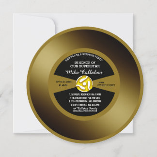 Gold Record Vinyl 45 Überraschungs-Party Einladung