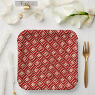 Gold Rectangle Double Happiness Chinese Wedding Pappteller