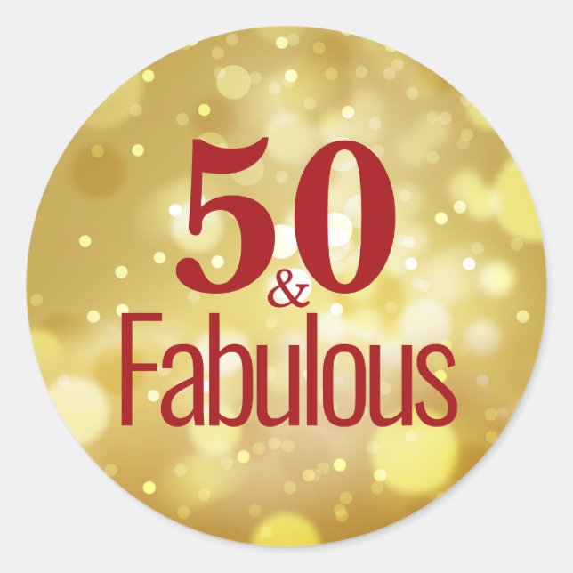 Gold Red 50 & Fabulous Birthday Sticker (Vorderseite)