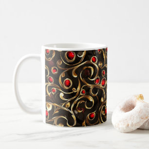 Gold Red Abstrakt Pattern Kaffeetasse