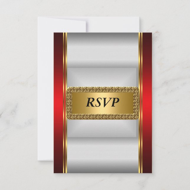 Gold Red Art Deco UAWG RSVP Karte (Vorderseite)