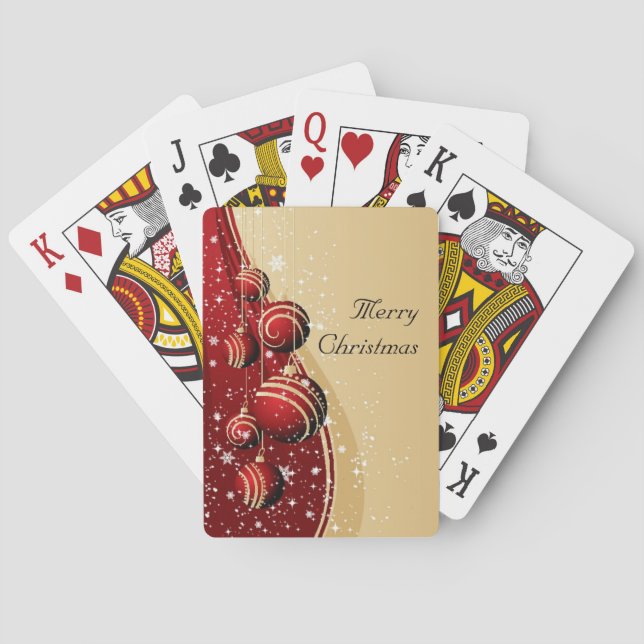 Gold Red Baubles Season's Greetings Playing Cards Spielkarten (Rückseite)