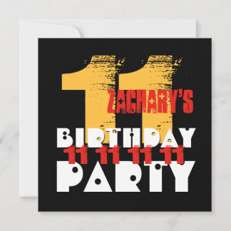 GOLD RED BLACK 11. Geburtstagsparty 11 Jahre alt V Einladung