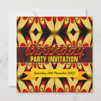 Gold Red Bold Geburtstagsparty Einladung