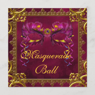 Gold Red Burgundy Maroon Masquerade Ball Einladung