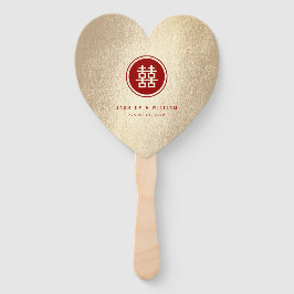 Gold Red Circle Double Happiness Chinese Wedding Fächer
