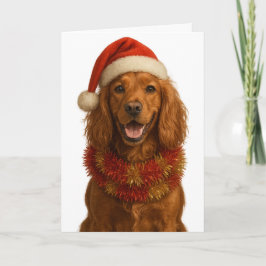 Gold / red Cocker Spaniel Happy Christmas card Karte