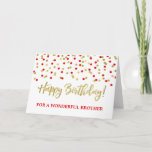 Gold Red Confetti Brother Birthday Card Karte<br><div class="desc">Birthday card for brother with gold and red modern confetti pattern.</div>