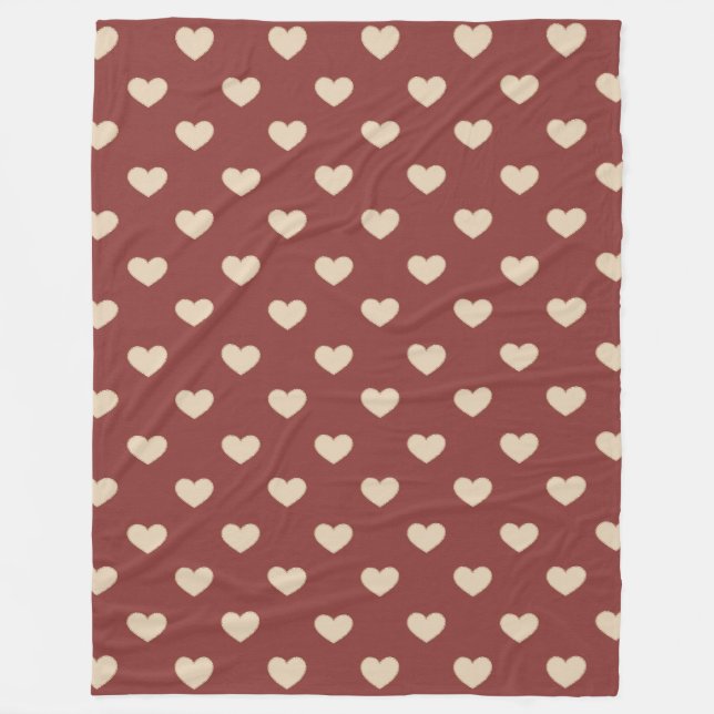 Gold Red Cream Glitter Hearts  Fleecedecke (Vorderseite)
