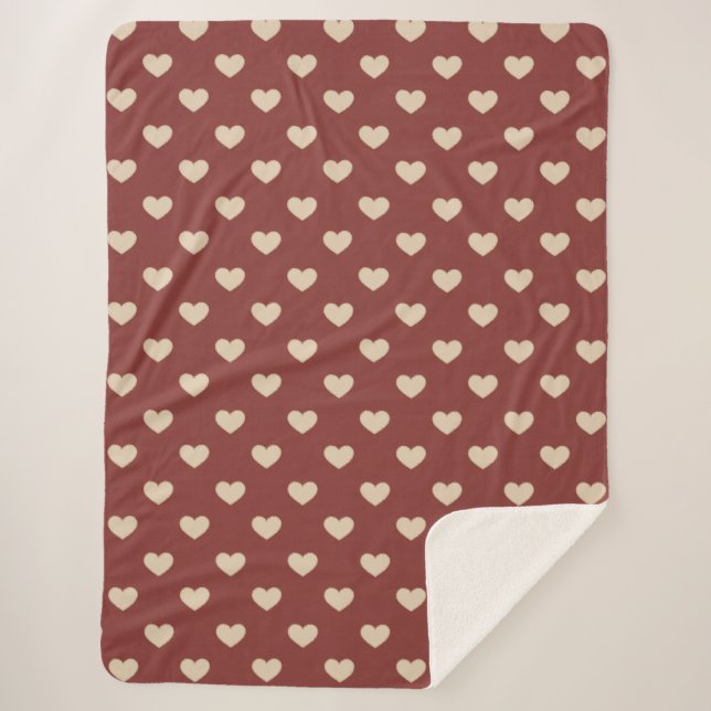 Gold Red Cream Glitter Hearts  Sherpadecke (Vorderseite)