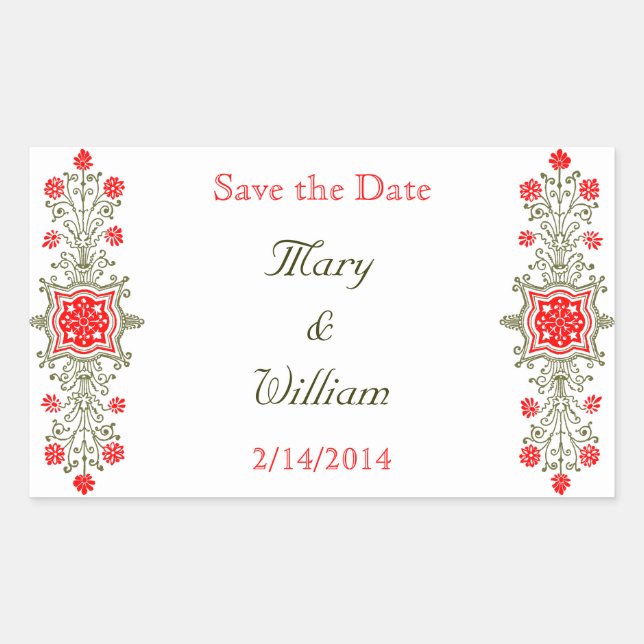 Gold Red Custom Save the Date Stickers (Vorderseite)