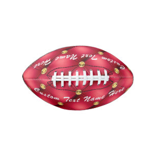 Gold Red Diamond Tufed Custom Text Football Gesche