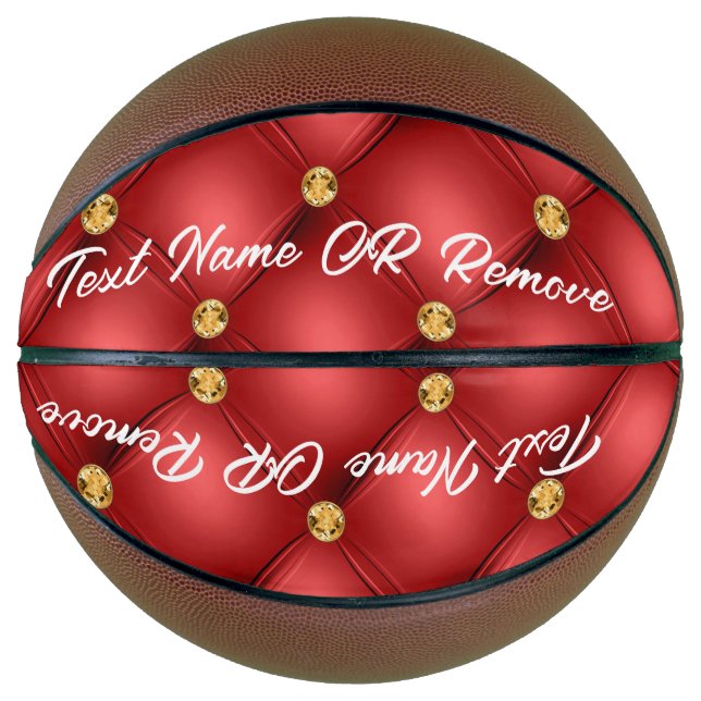 Gold Red Diamond Tufliter Leder Text Basketball (Vorderseite)
