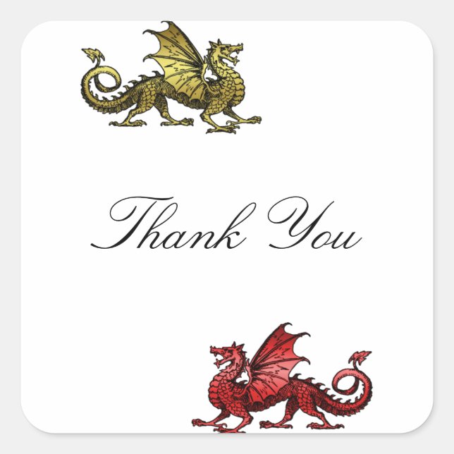 Gold Red Dragon Danke Stickers (Vorderseite)