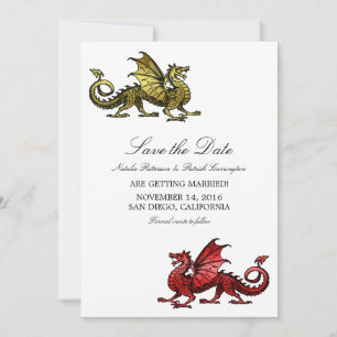 Gold Red Dragon Save the Date einladen Einladung