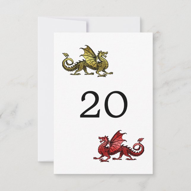 Gold Red Dragon Wedding Table Card Einladung (Vorderseite)