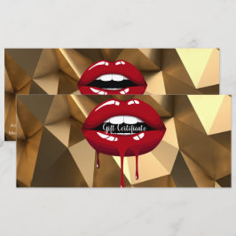 Gold Red Drilling Lips Makeup Geschenkgutschein Einladung