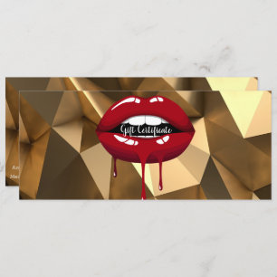 Gold Red Drilling Lips Makeup Geschenkgutschein Einladung