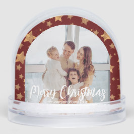 Gold Red Family Foto Frohe Weihnachtsschneeglobe Schneekugeln