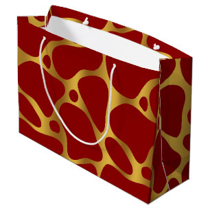 Gold & Red Giraffen Muster Große Geschenktasche Große Geschenktüte